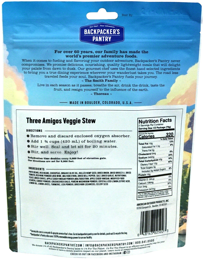 Load image into Gallery viewer, Pack of 2 Backpacker&#39;s Pantry Three Amigos Veggie Stew 2 Servings
