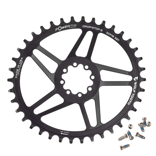 Wolf Tooth Elliptical Direct Mount Chainring - 38t, SRAM Direct Mount, Drop-Stop B, For SRAM 8-Bolt Cranksets, 6mm
