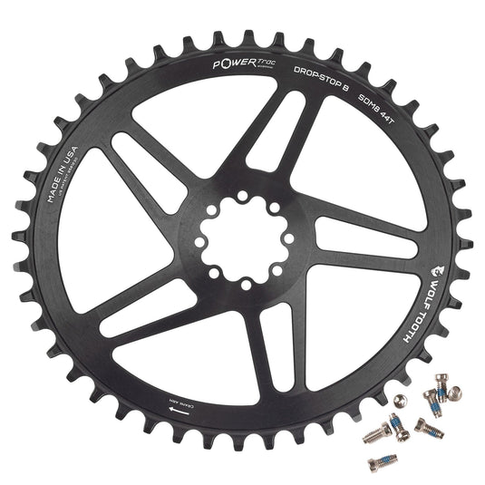 Wolf Tooth Elliptical Direct Mount Chainring - 44t, SRAM Direct Mount, Drop-Stop B, For SRAM 8-Bolt Cranksets, 6mm