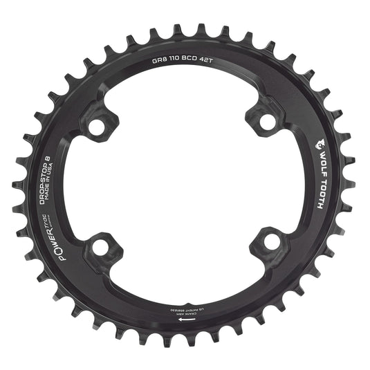 Wolf Tooth Elliptical Aero 110 Asymmetric BCD Chainring 46t for Shimano GRX 800 Series - CNC Machined 7075-T6 Aluminum, Drop-Stop ST Technology, 12-Speed Compatible, Oval Design for Enhanced Power, Traction & Mud Clearance