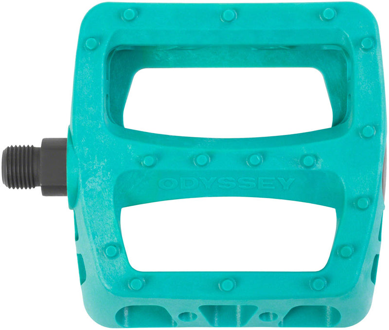 Load image into Gallery viewer, Odyssey Twisted PC Pedals 9/16&quot; Chromoly Composite In-Mold Pins Billiard Green
