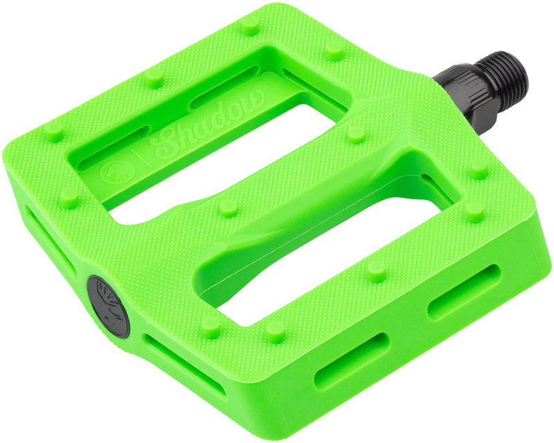 Load image into Gallery viewer, The Shadow Conspiracy Surface Pedals 9/16&quot; Concave Nylon Molded Pins Neon Green
