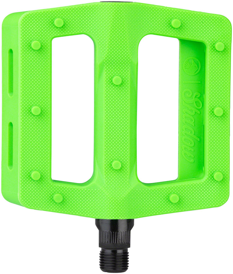 Load image into Gallery viewer, The Shadow Conspiracy Surface Pedals 9/16&quot; Concave Nylon Molded Pins Neon Green
