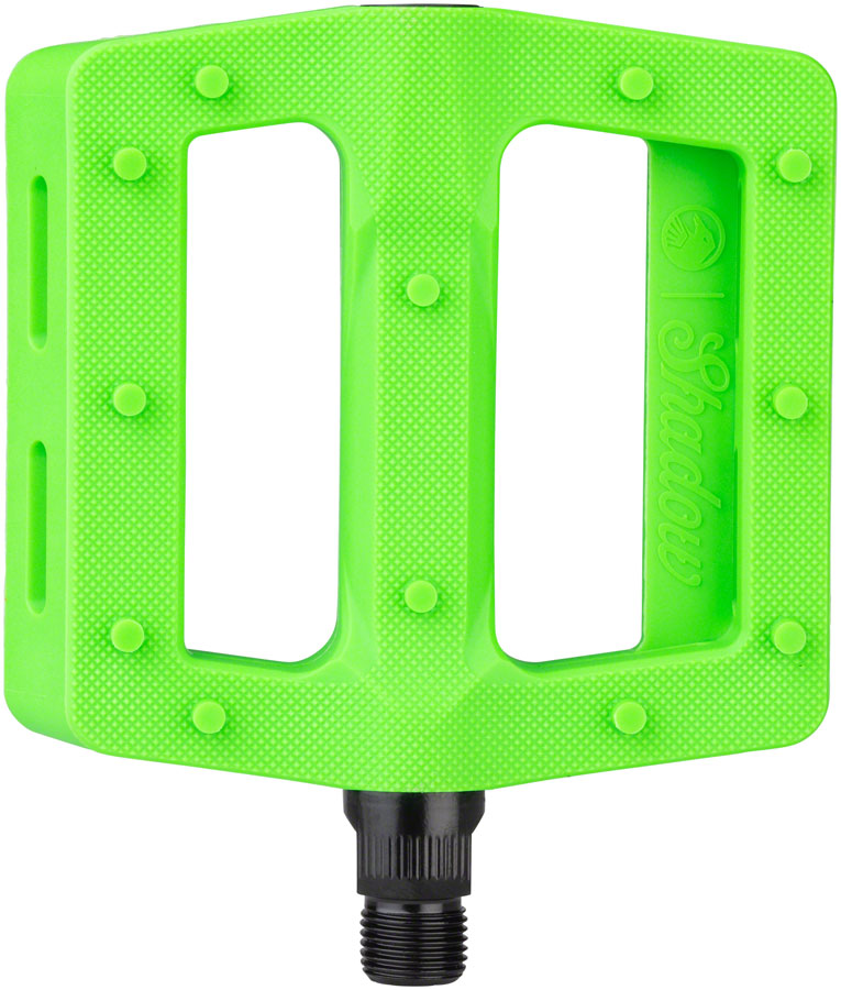 Load image into Gallery viewer, The Shadow Conspiracy Surface Pedals 9/16&quot; Concave Nylon Molded Pins Neon Green
