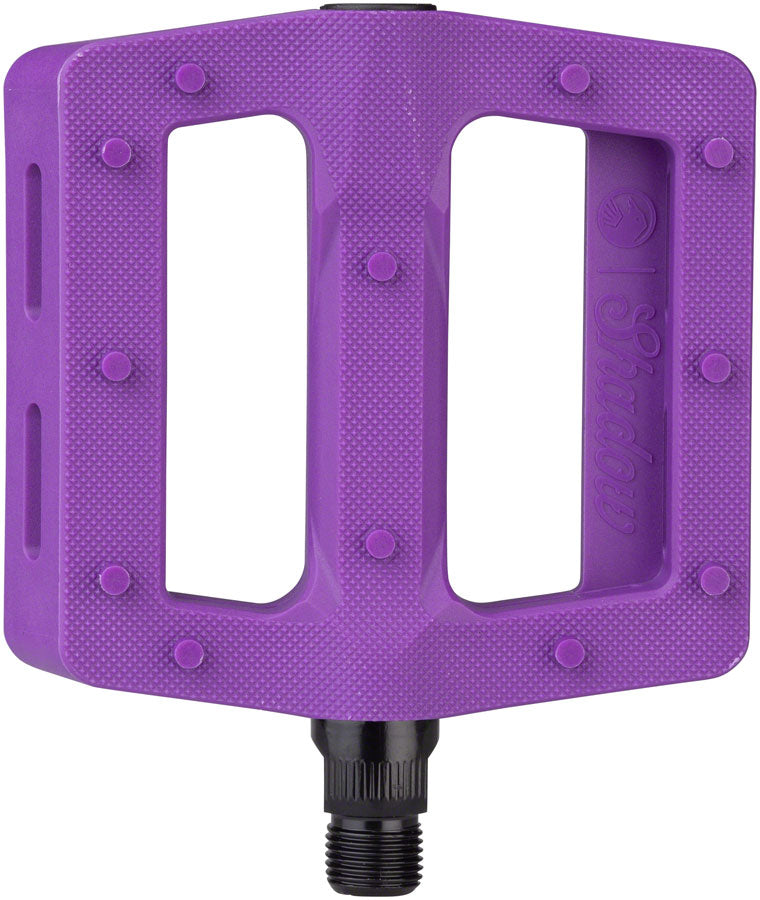 Load image into Gallery viewer, The Shadow Conspiracy Surface Pedals 9/16&quot; Concave Nylon Body Skeletor Purple
