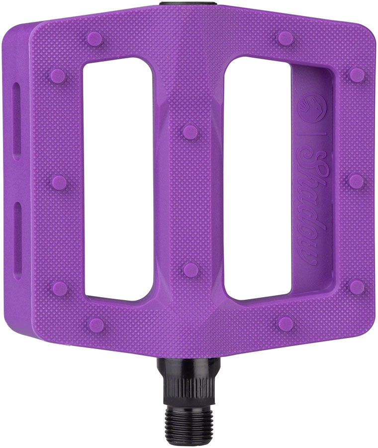 Load image into Gallery viewer, The Shadow Conspiracy Surface Pedals 9/16&quot; Concave Nylon Body Skeletor Purple
