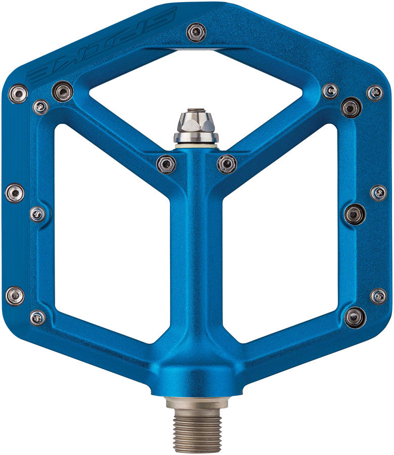 Load image into Gallery viewer, Spank Spike Mountain Bike Platform Pedals 9/16&quot; Alloy 20 Replaceable Pins Blue
