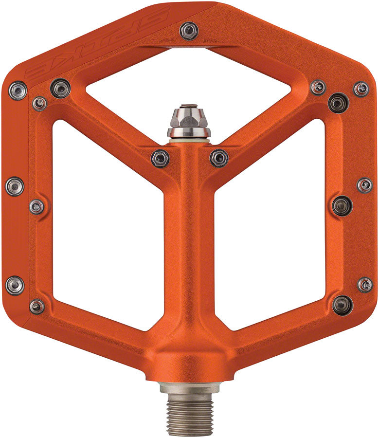 Load image into Gallery viewer, Spank Spike Mountain Bike Platform Pedals 9/16&quot; Alloy 20 Replaceable Pins Orange
