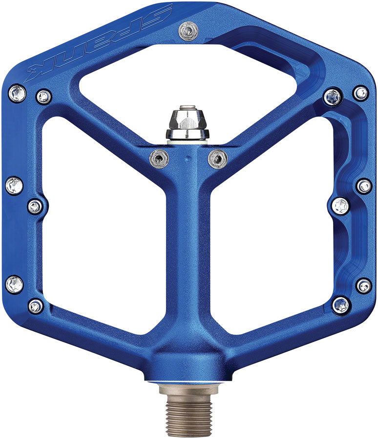 Load image into Gallery viewer, Spank Oozy Mountain Bike Platform Pedals 9/16&quot; Alloy 18 Replaceable Pins Blue
