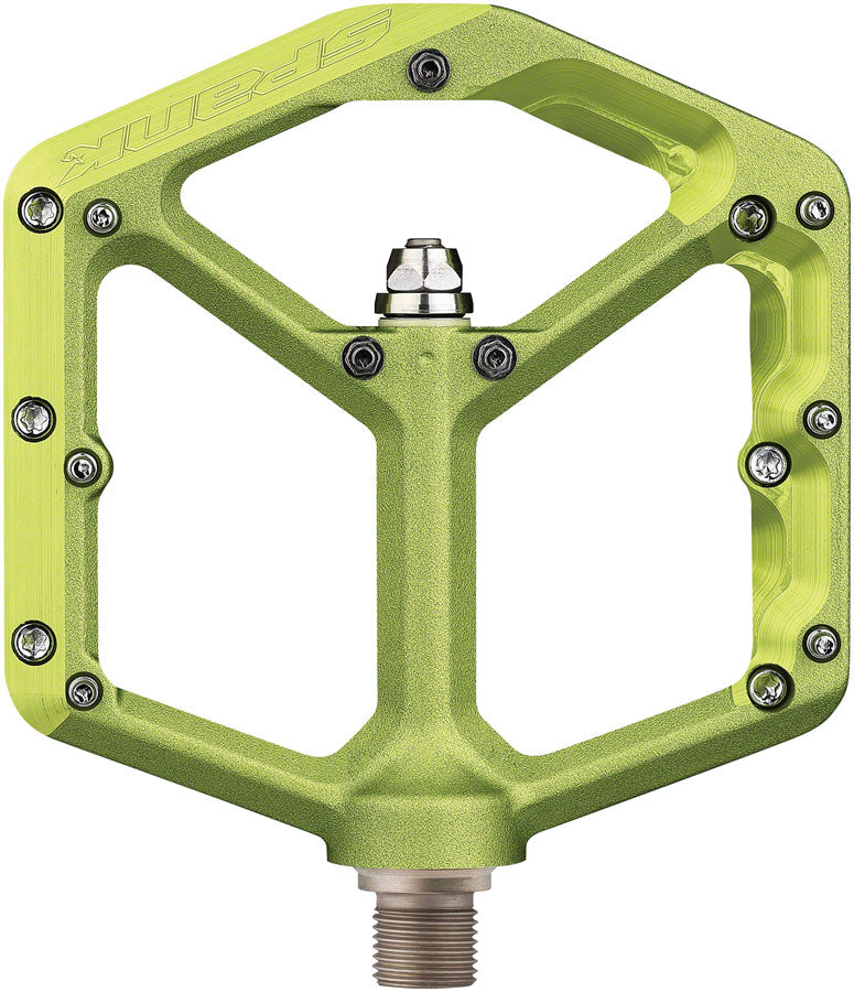 Load image into Gallery viewer, Spank Oozy Mountain Bike Platform Pedals 9/16&quot; Alloy 18 Replaceable Pins Green

