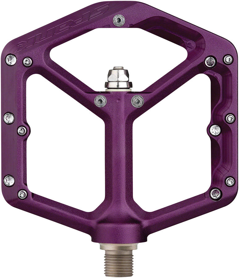 Load image into Gallery viewer, Spank Oozy Mountain Bike Platform Pedals 9/16&quot; Alloy 18 Replaceable Pins Purple
