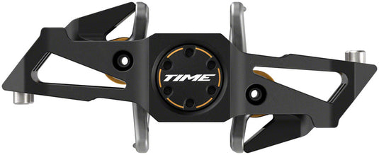 Time Speciale 12 Dual Sided Clipless Pedals - Aluminum Alloy & Titanium Spindle for Enduro & Trail, Mud-Clearing ATAC Engagement, Black - Gold, Small