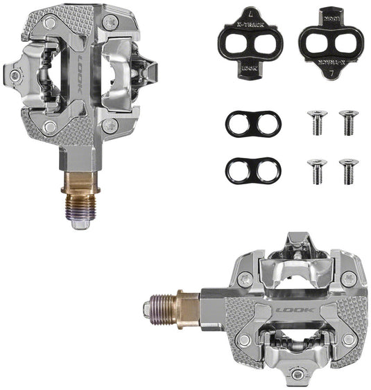 LOOK X-TRACK Dual Power Pedals - Dual Sided Clipless, Chromoly, 9/16", Silver