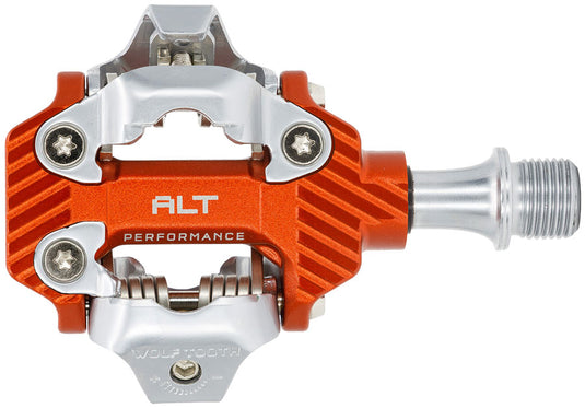 Wolf Tooth ALT XC Performance Clipless Pedals - Dual Sided Clipless, Alloy, 9/16", Orange, Pair, Shimano SPD