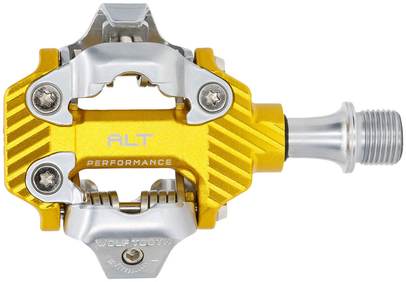 Load image into Gallery viewer, Wolf Tooth ALT XC Performance Clipless Pedals - Dual Sided Clipless, Alloy, 9/16", Gold, Pair, Shimano SPD
