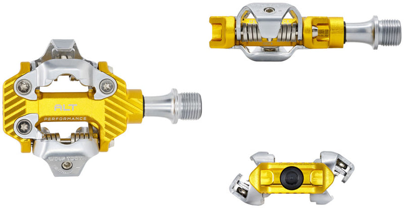 Load image into Gallery viewer, Wolf Tooth ALT XC Performance Clipless Pedals - Dual Sided Clipless, Alloy, 9/16", Gold, Pair, Shimano SPD
