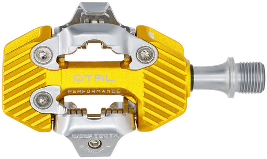 Wolf Tooth CTRL Trail Performance Clipless Pedals - Dual Sided Clipless, Alloy, 9/16", Gold, Pair, Shimano SPD