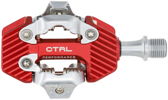 Wolf Tooth CTRL Trail Performance Clipless Pedals - Dual Sided Clipless, Alloy, 9/16", Red, Pair, Shimano SPD