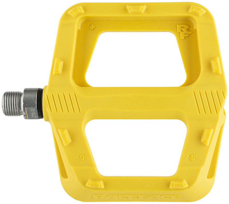 Load image into Gallery viewer, RaceFace Ride Platform Pedals 9/16" Concave Nylon Composite Molded Pins Yellow
