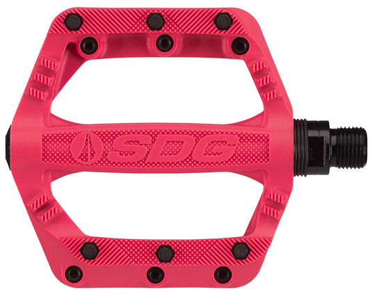 SDG Slater 90 Kids Platform Pedals 9/16" Nylon Composite Body Removable Pins Red