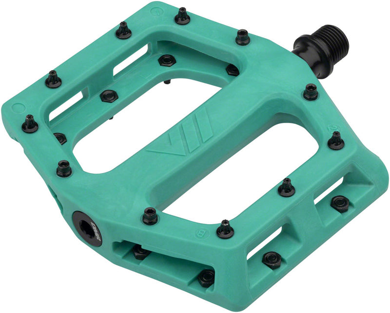 Load image into Gallery viewer, DMR V11 Platform Pedals 9/16&quot; Chromoly Concave Nylon Replaceable Pins Turquoise
