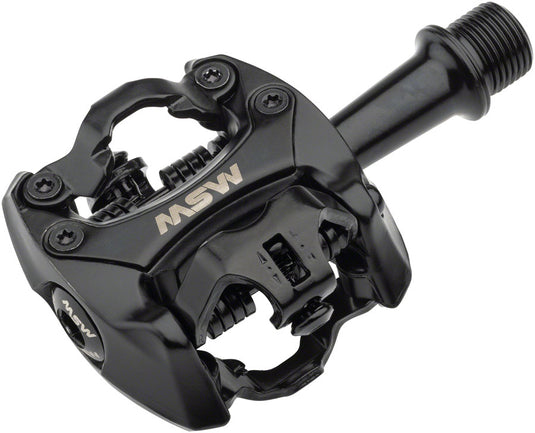 MSW Flash II Pedals - Dual Sided Clipless, Aluminum, 9/16", Black