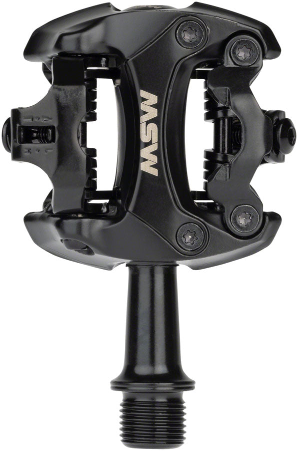 Load image into Gallery viewer, MSW Flash II Pedals - Dual Sided Clipless, Aluminum, 9/16&quot;, Black
