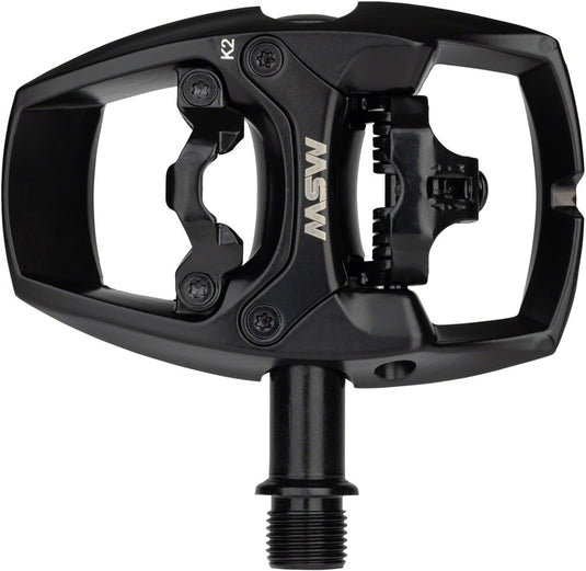 MSW Flip I Pedals - Single Side Clipless with Platform, Aluminum, 9/16", Intense Black