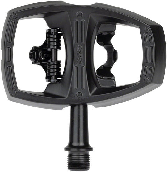 MSW Flip II Pedals - Single Side Clipless with Platform, Aluminum, 9/16", Black