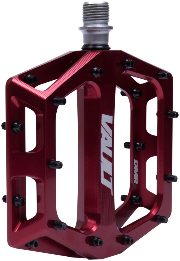Load image into Gallery viewer, DMR Vault Platform Pedals 9/16" Concave Aluminum Body 22 Removable Pins Deep Red
