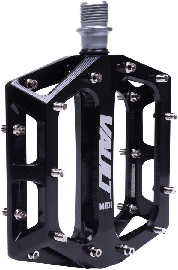 Load image into Gallery viewer, DMR Vault MIDI Platform Pedals 9/16&quot; Concave Alloy Body Removable Pins Gloss Blk
