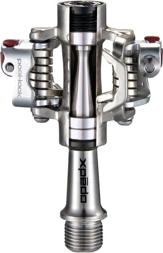 Xpedo M-Force 8 Dual Clipless Pedals 9/16" Titanium Tension Adjustable Silver