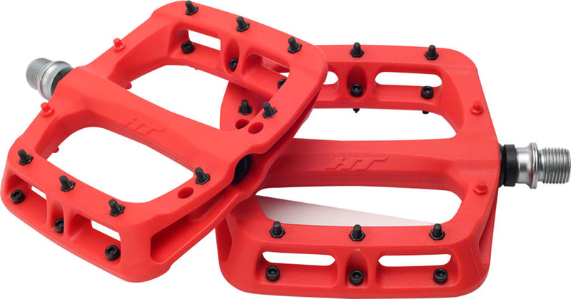 Load image into Gallery viewer, HT Components PA03A Nano P Platform Pedals, Body: Nylon, Spindle: Cr-Mo, 9/16&#39;&#39;, Red, Pair
