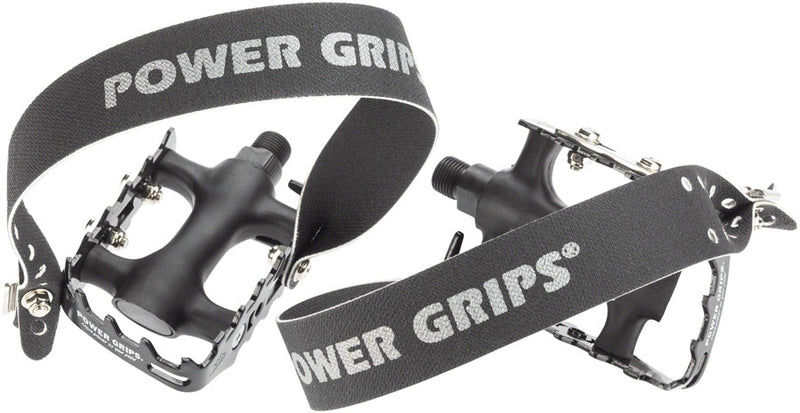 Load image into Gallery viewer, Power Grips Sport Pedal Kit 9/16&quot; Chromoly Axle Metal Cage Plastic Body Black XL

