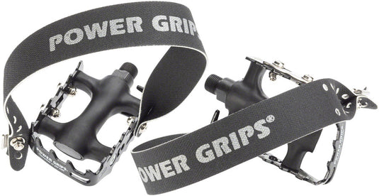 Power Grips Sport Pedal Kit 9/16" Chromoly Axle Metal Cage Plastic Body Black XL