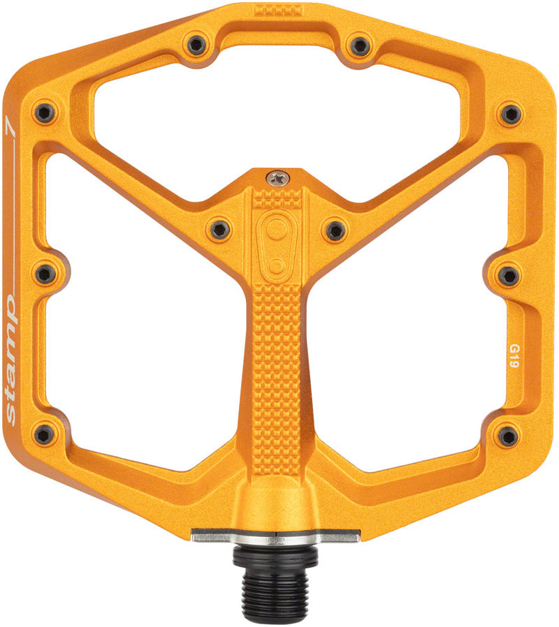 Load image into Gallery viewer, Crank Brothers Stamp 7 Platform Pedals 9/16" Aluminum Body Hex Pins Orange Large
