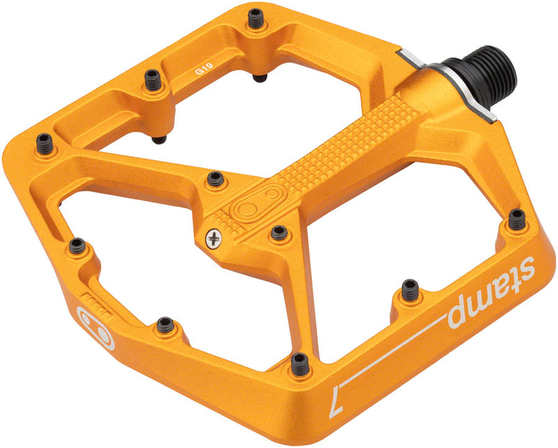 Load image into Gallery viewer, Crank Brothers Stamp 7 Platform Pedals 9/16&quot; Aluminum Body Hex Pins Orange Large
