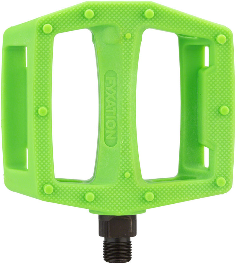 Load image into Gallery viewer, Fyxation Gates Platform Pedals 9/16&quot; Chromoly Axle Nylon Body Molded Pins Green
