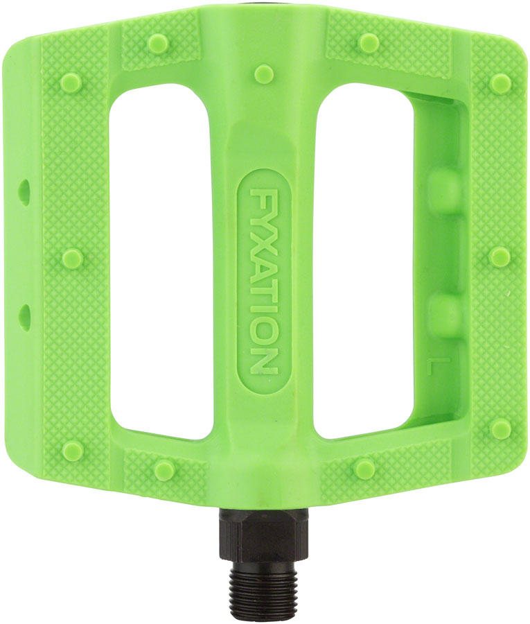 Load image into Gallery viewer, Fyxation Gates Slim Pedals 9/16&quot; Chromoly Spindle Nylon Body Molded Pins Green
