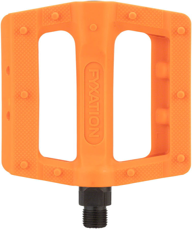Load image into Gallery viewer, Fyxation Gates Slim Pedals 9/16&quot; Chromoly Spindle Nylon Body Molded Pins Orange
