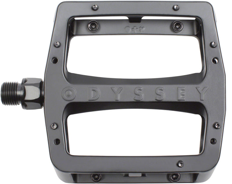 Load image into Gallery viewer, Odyssey Grandstand V2 PC Platform Pedals 9/16&quot; Dual Concave Aluminum Body Black
