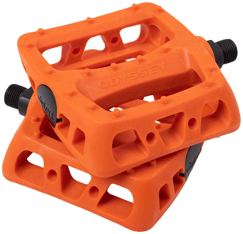 Load image into Gallery viewer, Odyssey Twisted PC Pedals 9/16&quot; Chromoly Spindle Composite In-Mold Pins Orange
