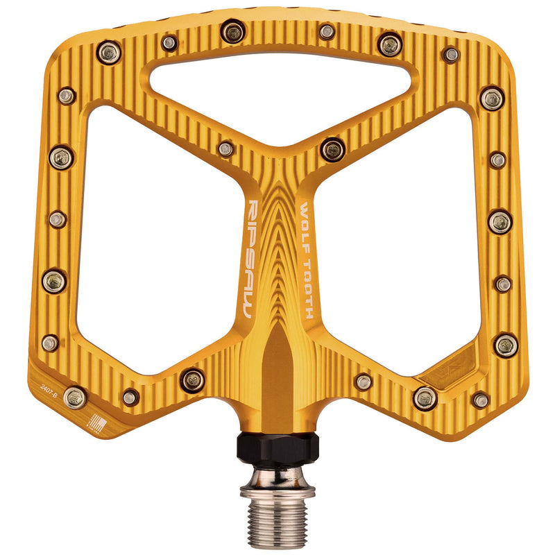 Load image into Gallery viewer, Wolf Tooth Ripsaw Aluminum Pedals Gold
