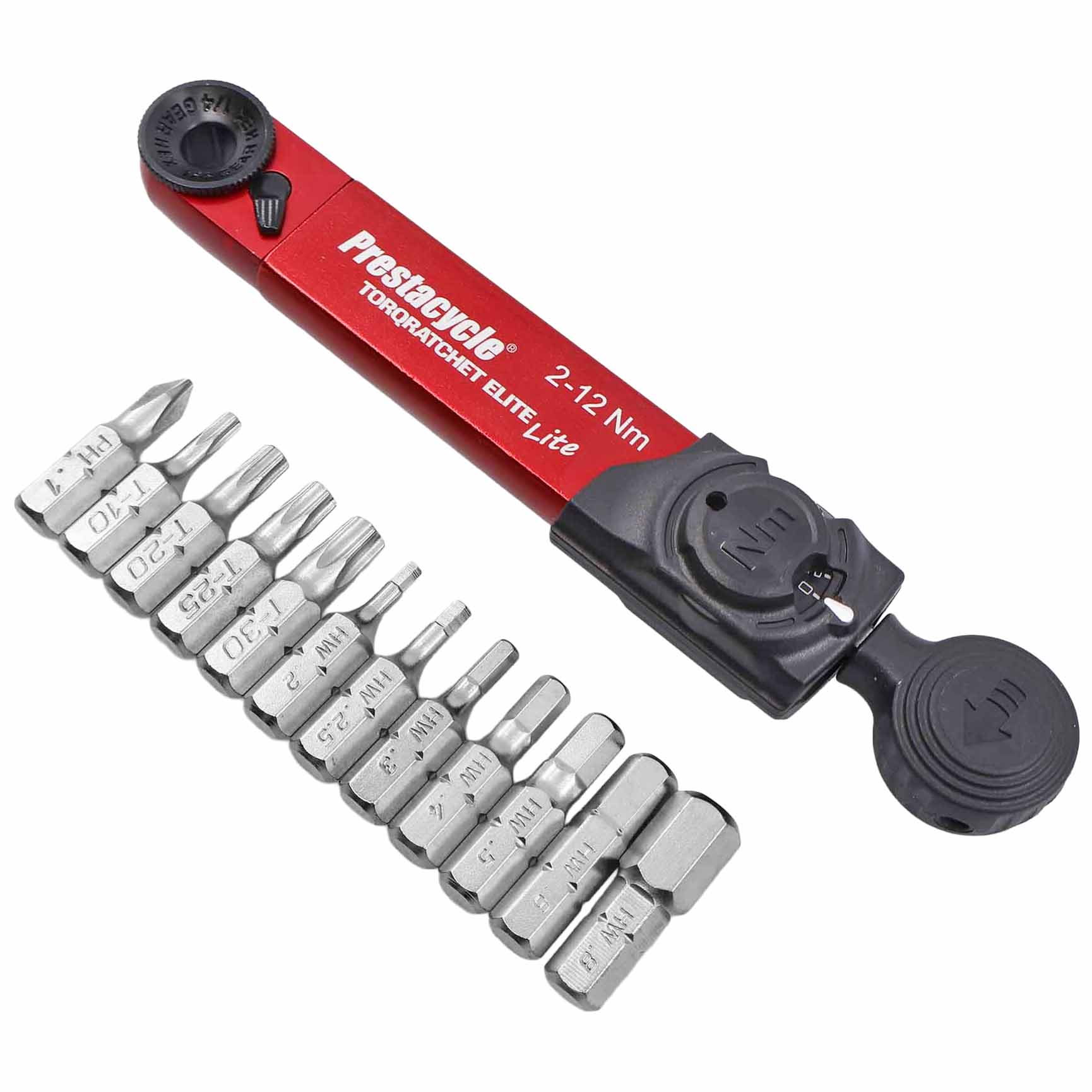 Prestacycle TorqRatchet Elite Lite Compact Torque Wrench | Reversible Ratchet & Precision Beam Tool | 2-12Nm for Bicycle Maintenance, Compatible with Standard A Bits