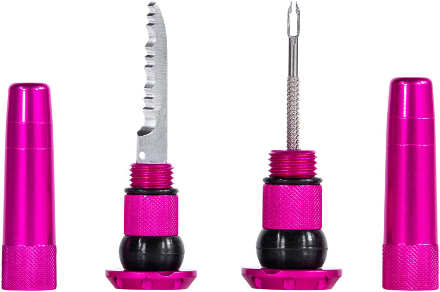 Muc-Off Stealth Tubeless Puncture Plugs Tire Repair Kit Bar-End Mount,Pink, Pair