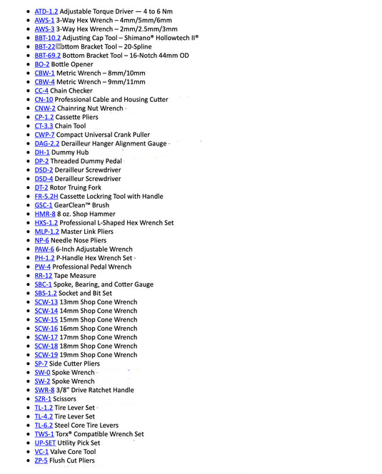 Park Tool PK-5 Professional Tool Kit - 90 Bicycle Shop Tools for Bike Repairs