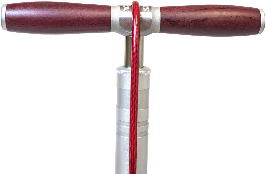 Silca Superpista Ultimate 'Hiro' Edition Floor Pump - 160psi, Stainless Steel, Red Hose with Hiro V2 Chuck, Silver