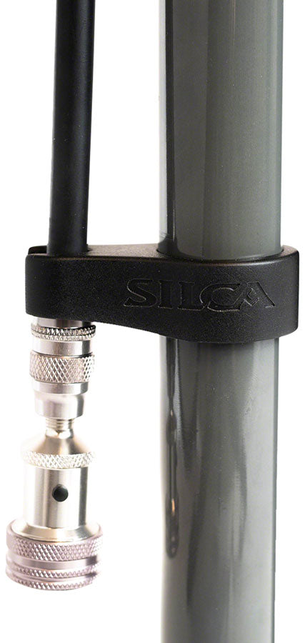 Silca Pista Plus Floor Pump - Steel Body, Ash Wood Handle, 220psi, Classic Press-On Chuck, Black