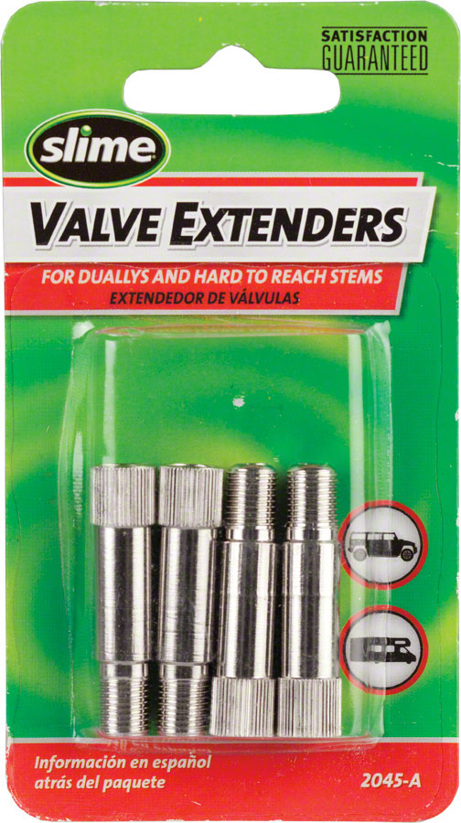 Slime 1-1/4" Schrader Valve Extenders: 4-Pack Bicycle Valve Stem Parts