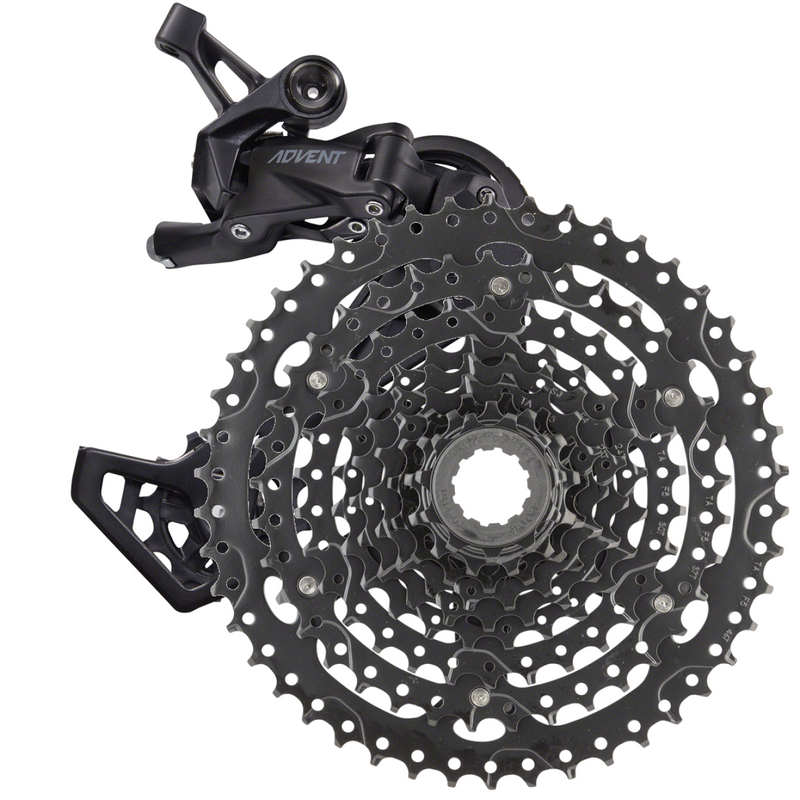 Load image into Gallery viewer, microSHIFT ADVENT 9-Speed Rear Derailleur &amp; Cassette Bundle Wide Range, Long Cage, Hardened Steel Cogs, Trail-Ready Performance

